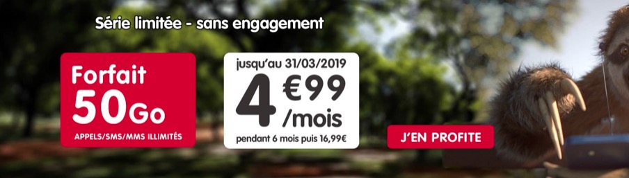 パッケージ プロモーション: NRJ Mobile で月額 4.99 ユーロで無制限 + 50 GB