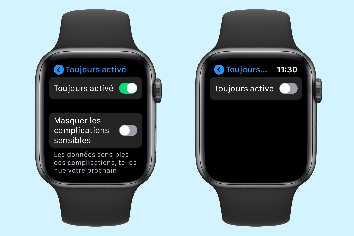 désactivation écran toujours allumé de Apple Watch 5