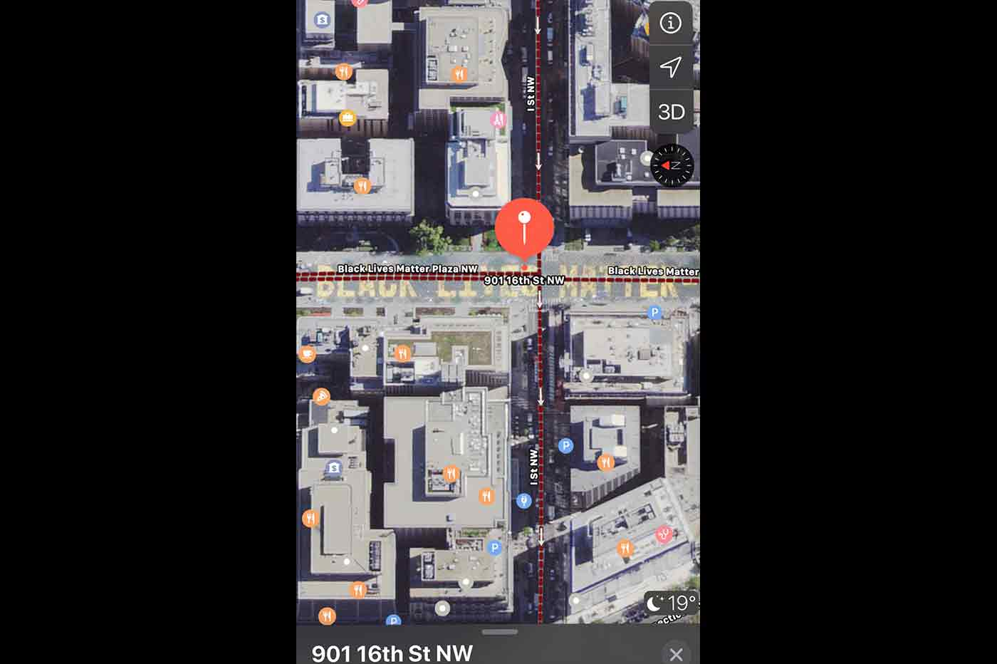 Apple Mapsにワシントンの路上に書かれた「Black Lives Matter」が表示される