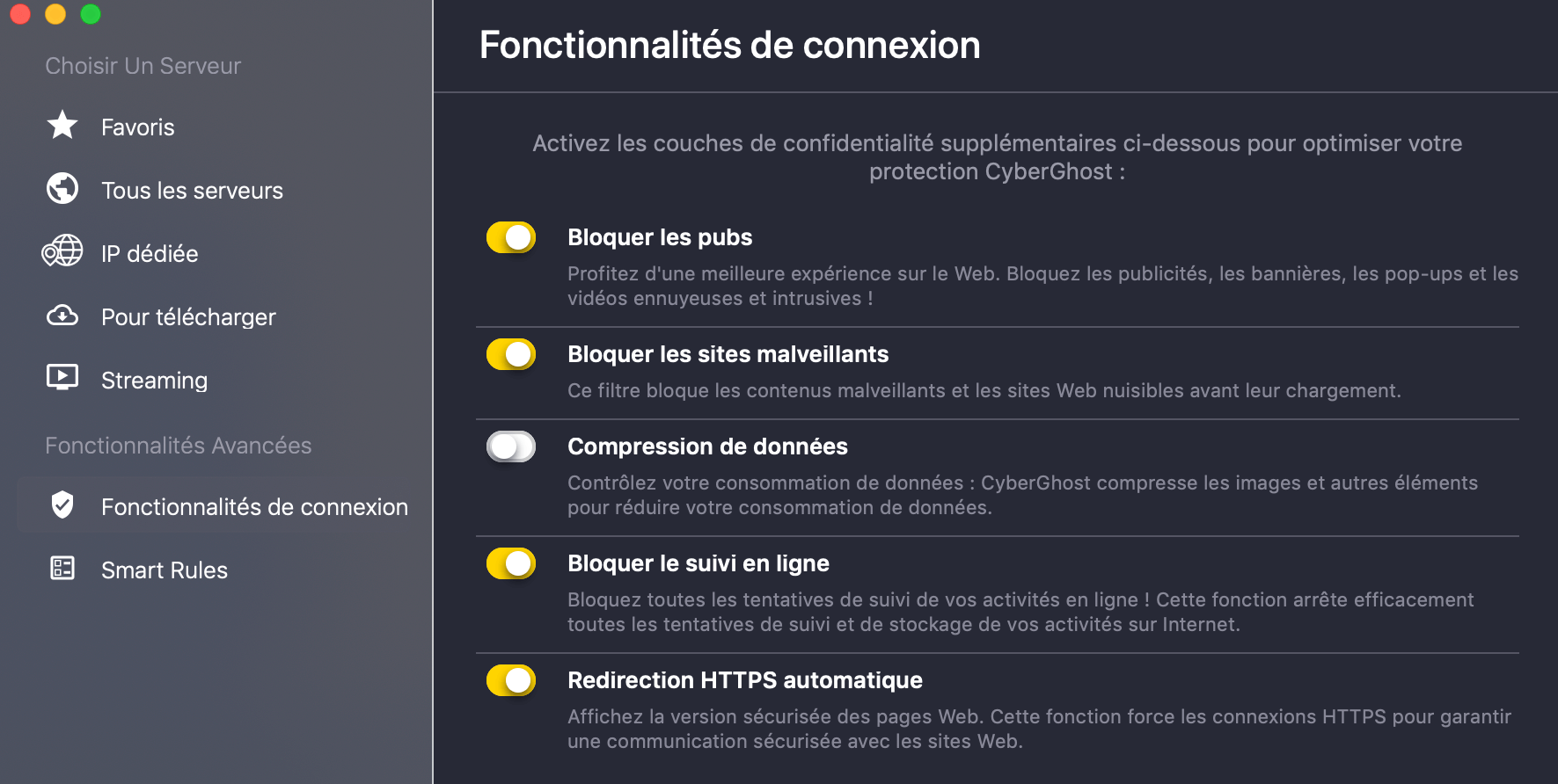 Fonctionnalites CyberGhost-VPN