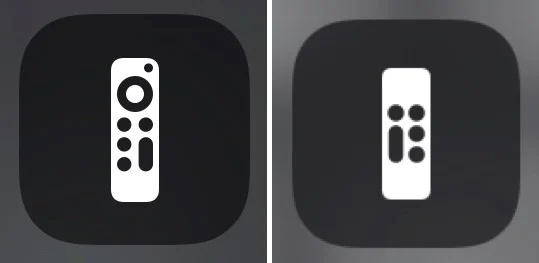 Télécommande Apple TV iOS 14.5 à gauche, iOS 14.4 à droite