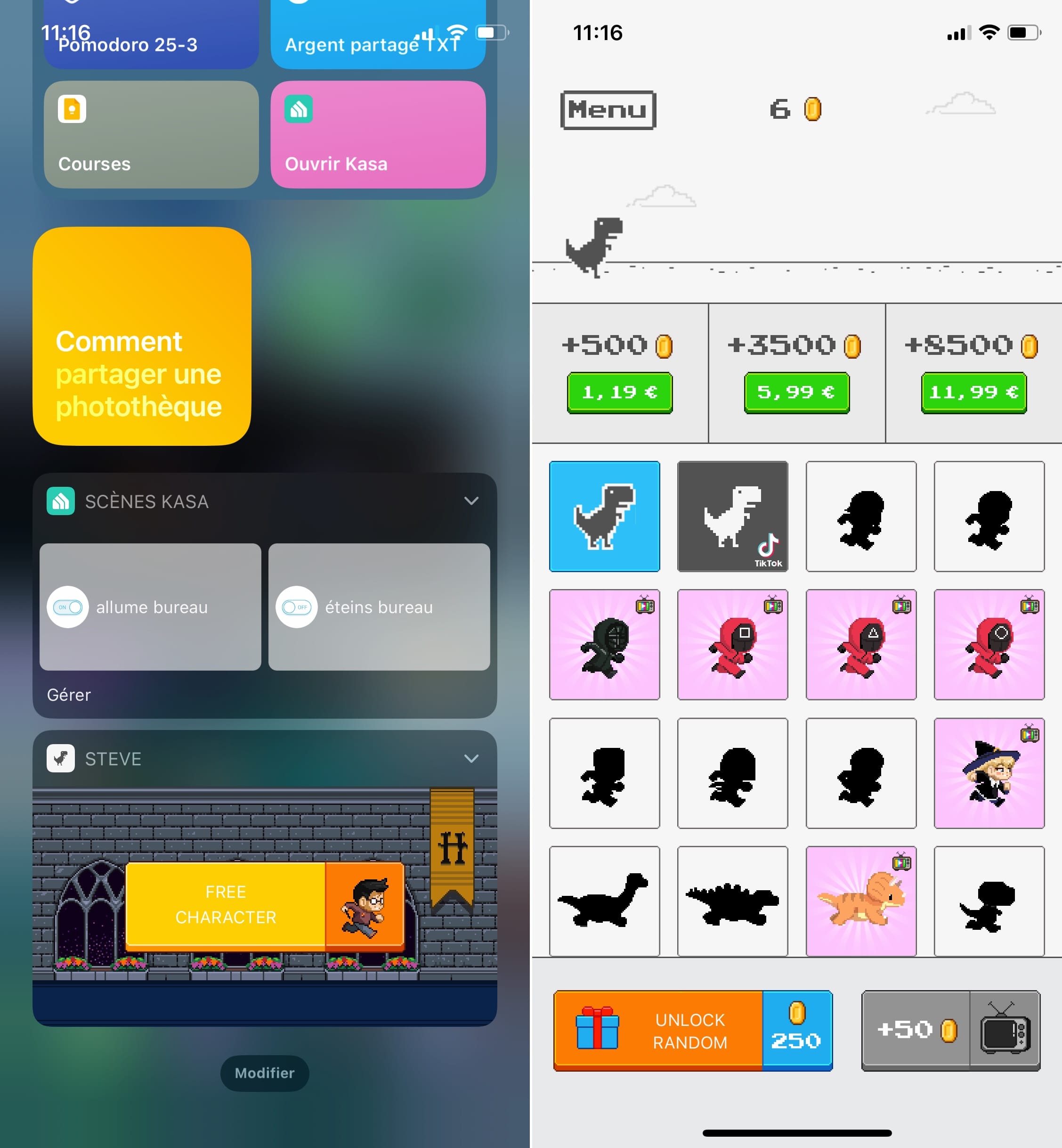 Captures personnages jeu Steve