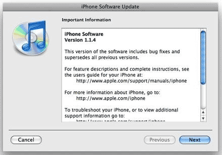 iPhone および iPod Touch 用ファームウェア 1.1.4 が利用可能になりました